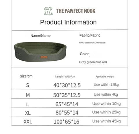 Measurements of Green Cushion Pet Bed