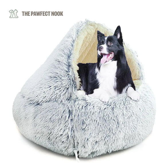 Dog in Grey Soft Plush Pet Bed