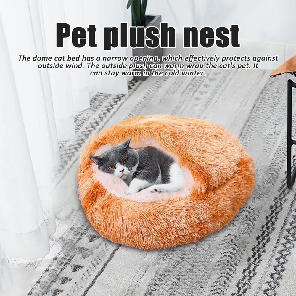 Gray Cat with yellow Soft Plush Pet Bed